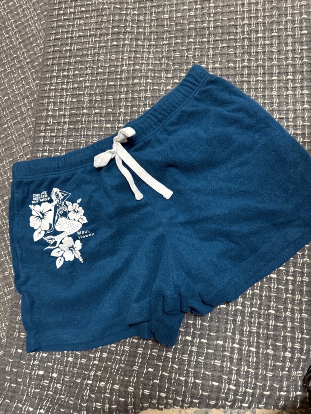 Grayson Threads Teal Blue Terry Drawstring Women’s Athletic Shorts